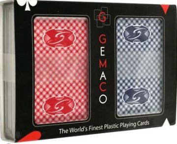 Gemaco Superflex Plastic Playing Cards: 2-deck, Wide Size, Regular Index, Red/Blue with Border